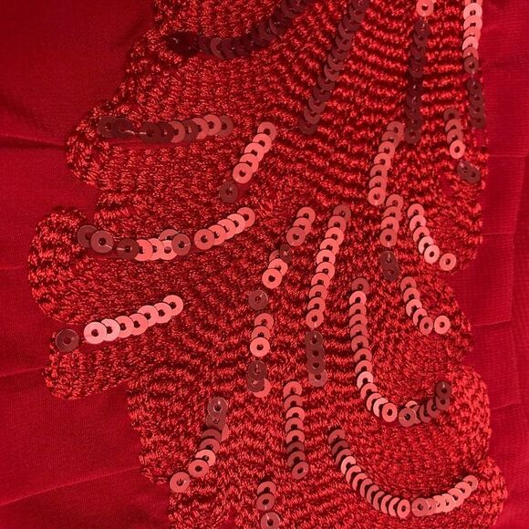 COLDWATER CREEK Women’s Red Top Size Large Embroidered Beaded Ruched Sleeveless - Picture 12 of 12